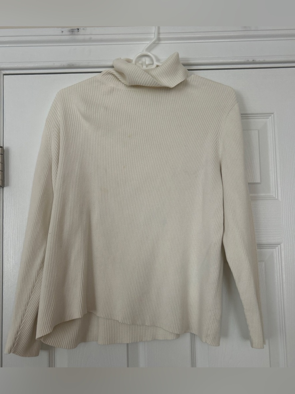 Kim Rogers Cream Ribbed Turtleneck Sweater